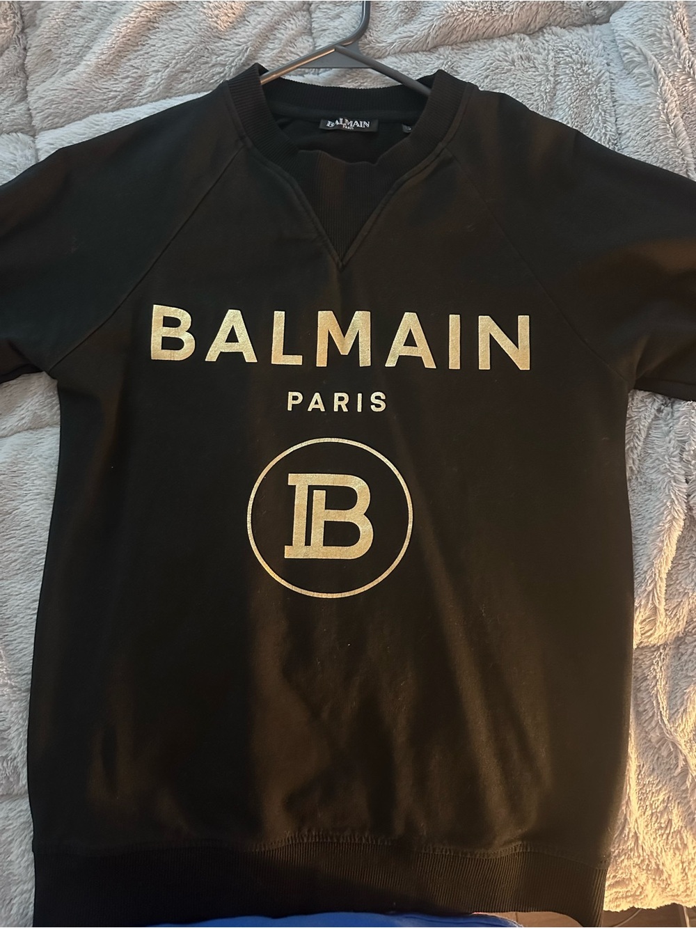 Balmain Paris Women’s Black Sweatshirt with Gold Logo. Size: XS